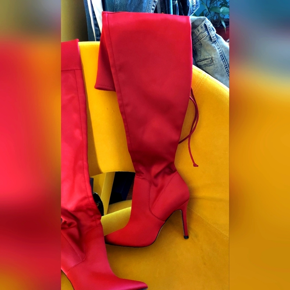 ALDO red over the knees boots